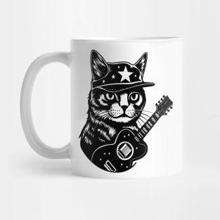 Cat Playing Guitar Shirt, Guitar Kitty Tshirt, Music Tee, Funny Guitar Shirt Acoustic Electric Bass Player For Men Women Rock Band Mug